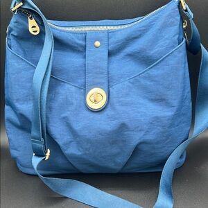 Baggallini Blue Shoulder Bag with Gold Accents